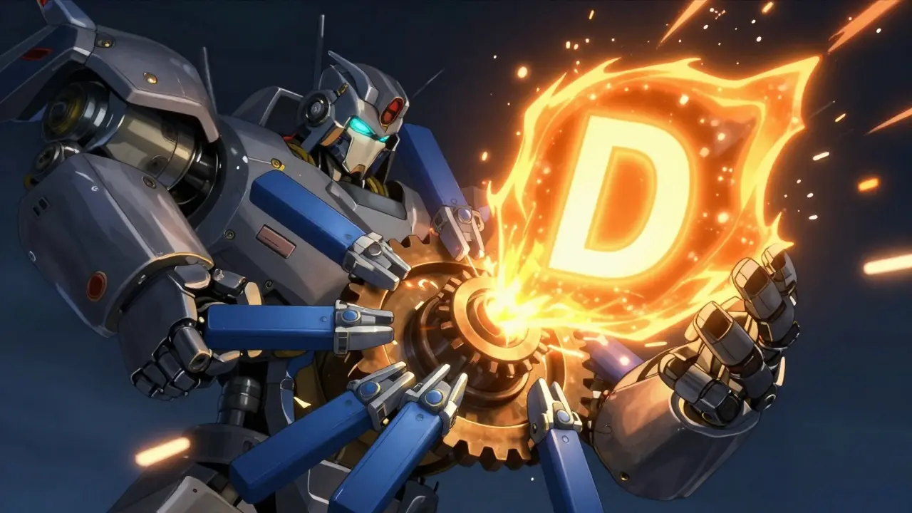 Robotic depiction of statins interacting with biological processes in a mecha style